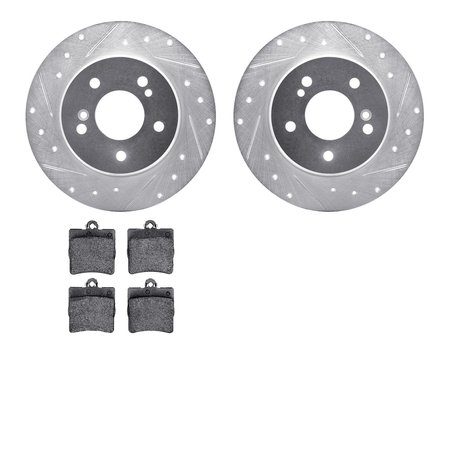 DYNAMIC FRICTION CO 7502-63016, Rotors-Drilled and Slotted-Silver with 5000 Advanced Brake Pads, Zinc Coated 7502-63016